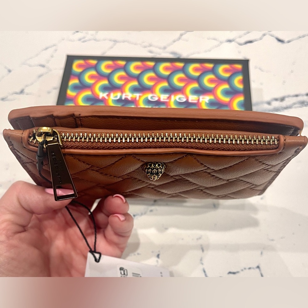 Kurt Geiger Lambskin Leather Bifold Wallet “Kensington”Tan W/RFID NWT & Gift Box - Picture 11 of 16